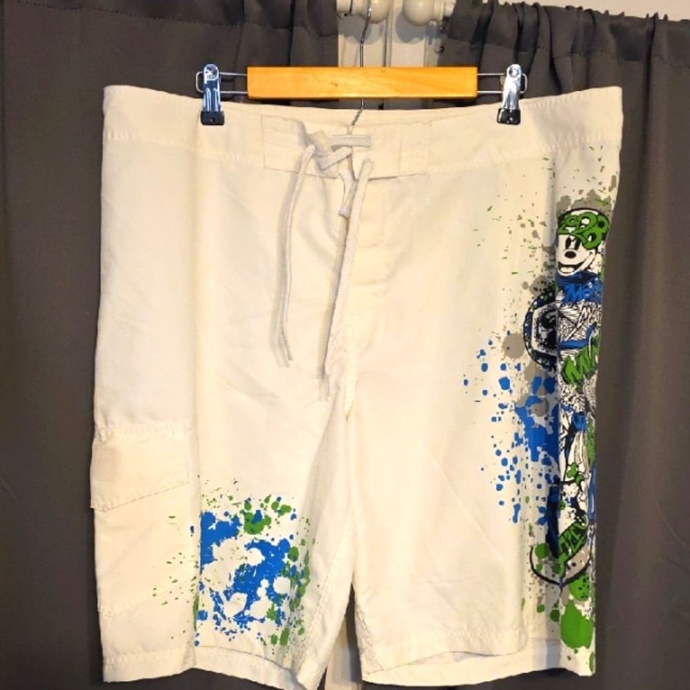 Disneyland Resort Mens Swim/Board Shorts Mickey Beach Cruise Pocket Sz 40 EUC